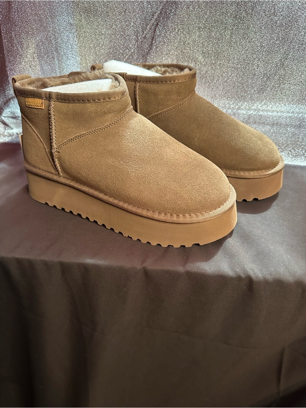 Chestnut Suede Platform Ankle Boots